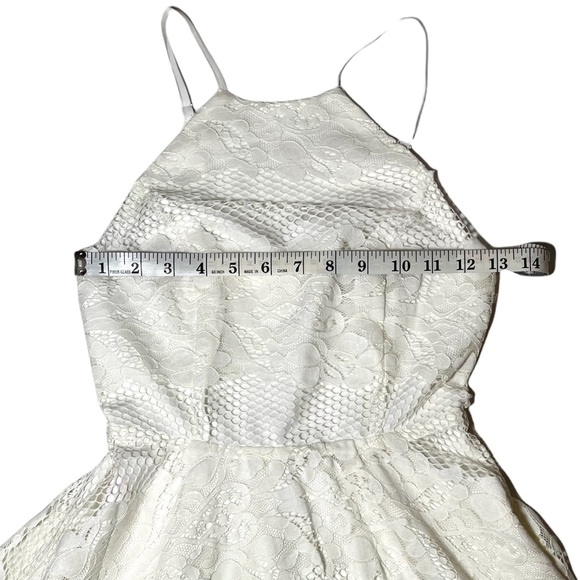 NWOT Gianni Bini Off White Lace Mini A-line Halter Neck Open Back Sundress XS - Picture 5 of 8